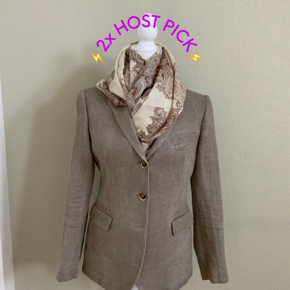 👉 Lovely TAGLIATORE BLAZER in Taupe 100% Linen👈